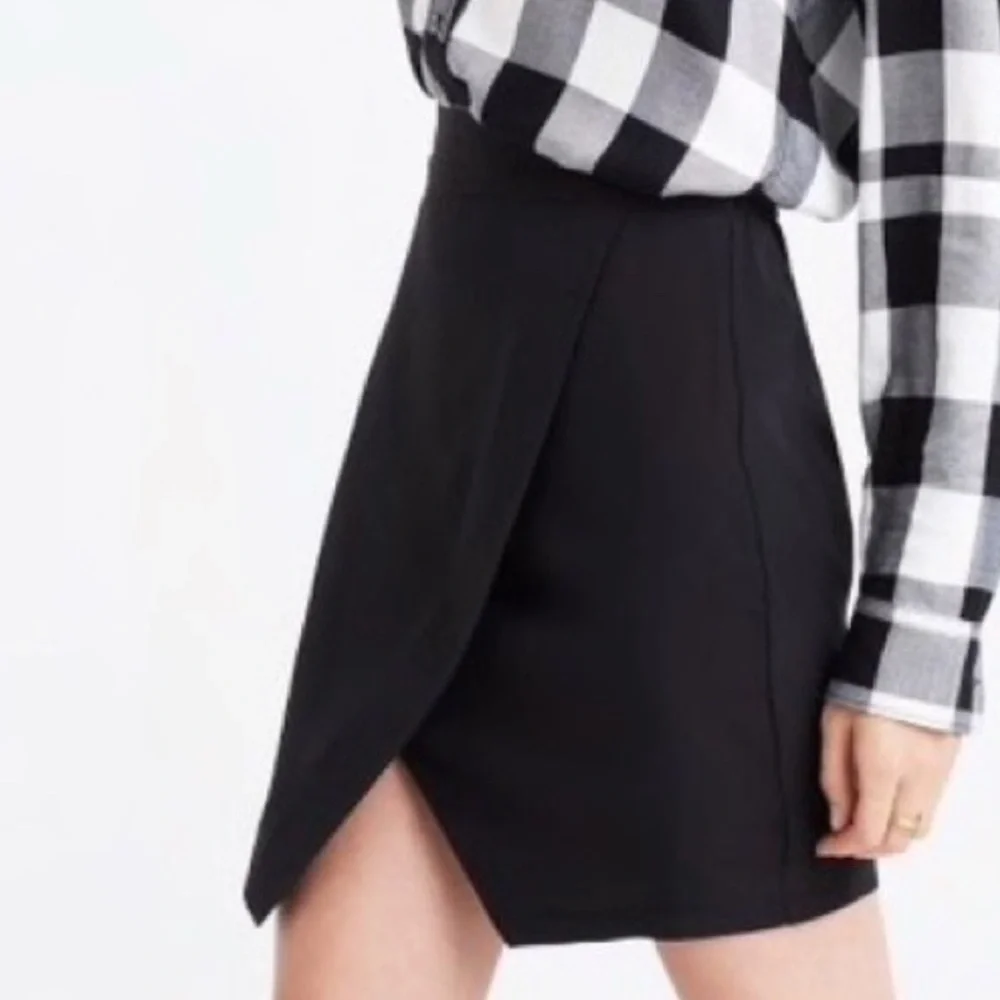 MADEWELL FAUX WRAP BLACK SKIRT Cotton blend size L‎ NWT - Picture 2 of 8